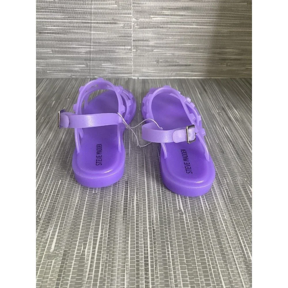 Steve Madden Girls‎ Travel-J Studded Flat Jelly Sandals Purple Size 2